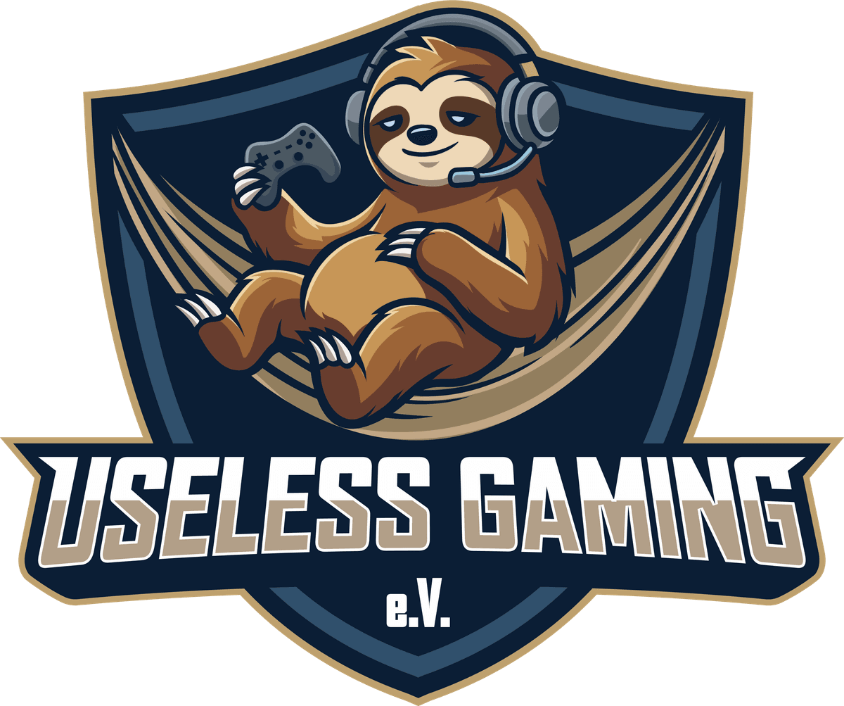 Useless Gaming e.V. Logo mit Faultier-Maskottchen